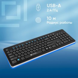Клавиатура Оклик 870S черный USB беспроводная slim Multimedia (368218)
