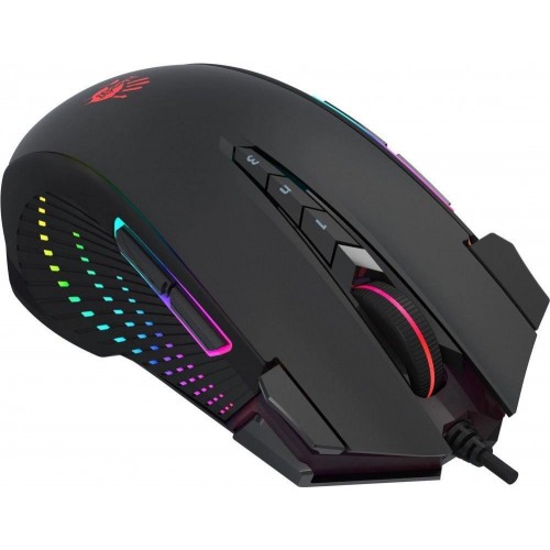 Купить игровую мышь A4Tech Bloody J90s черного цвета с оптическим сенсором 8000dpi и 12 кнопками - идеальный выбор для геймеров!