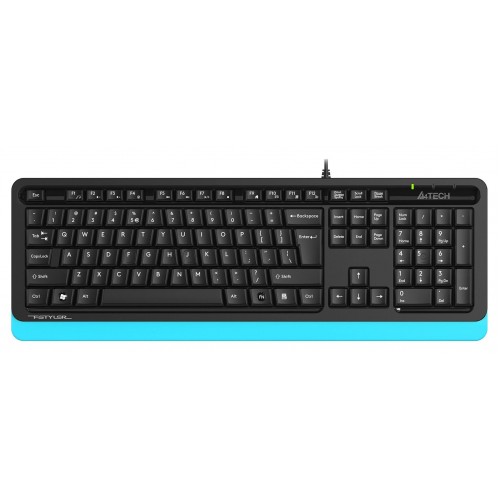 Клавиатура A4Tech FKS10 черный/синий с подставкой для запястий и кабелем 1.5м - идеальный выбор для комфортной работы!