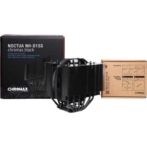 Кулер для процессора/ CPU Cooler Noctua NH-D15S chromax.black (167W, 4-pin PWM, 160mm, Al/Cu, 6x6mm, 1x150x140x25mm, 82.5CFM, 24.6dBA, 1500RPM, S: 1851/1700/1200/115X, AM5/AM4, Black)