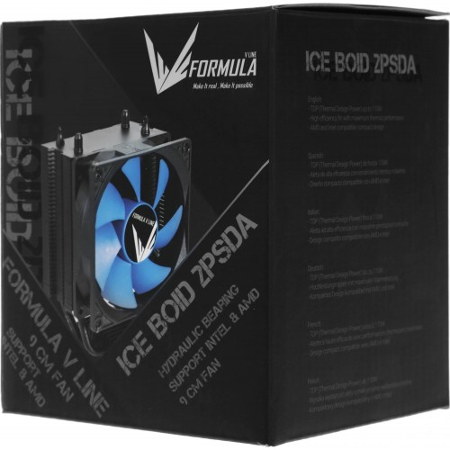 Кулер Formula Ice Boid 2PSDA Soc-AM5/AM4/1200/1700/1851 черный/синий 4-pin 17-34dB Al+Cu 90W Ret [ICE BOID 2PSDA]