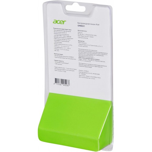 Купить беспроводную оптическую мышь Acer OMR031 черный/синий 1600dpi с USB и 4 кнопками