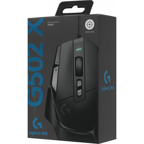 Купить игровую мышь Logitech G502 X черная - оптическая, 25600 dpi, USB, 13 кнопок (910-006142)