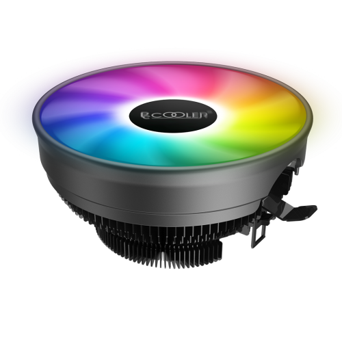 Кулер для процессора/ CPU Cooler PCCooler E126M PRO (92W, 4-pin PWM, 70mm, Al/Cu, -mm, FRGB, 1x120mm, 65.46CFM, 29.8dBA, 1600RPM, S: 1700/1200/115X, AM5/AM4, black) PcCooler