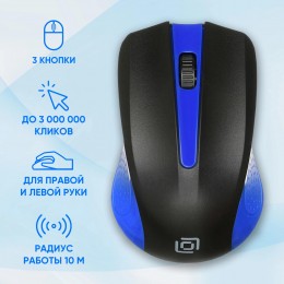Мышь Оклик 485MW черный/синий оптическая 1200dpi беспров. USB для ноутбука 3but (997826)