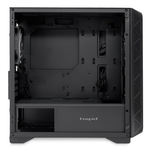 Корпус без блока питания/ Case HSPD M321, Mesh Mini-tower, Black, slide TG, 0.45 SPCC, 2x140mm ARGB (M11-140)+1x120mm ARGB (M11-120) mATX, mITX 160/340/184mm 2x2.5", 2x3.5", 4xPCI 2xUSB-A 3.0, 1xUSB-A 1.0 390x200x385mm HSPD