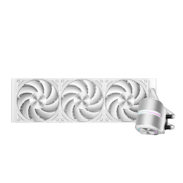 Система охлаждения/ Water Cooling System PCCooler DE360 Pro WH (300W, 360mm, White, ARGB Pump, Fans: 3x120mm, 86.73CFM, 32dBA, 2200RPM/ Pump height 57mm, 28dBA, 3200RPM, Rad thickness 27mm/ S: 1851, 1700, 1200, 115X, AM5, AM4, AM3)