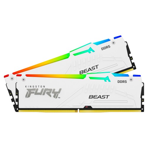 Память оперативная/ Kingston 32GB 5600MT/s DDR5 CL40 DIMM (Kit of 2) FURY Beast White RGB XMP Kingston