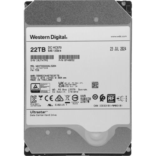 Жесткий диск WD SAS 3.0 22TB Ultrastar DC HC570 - 7200rpm, 512Mb, 3.5'' для серверов