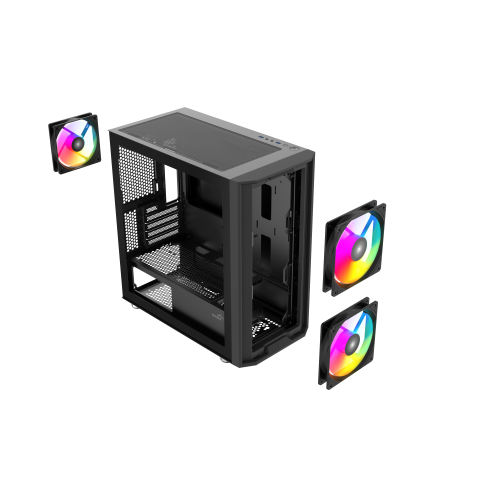 Корпус ПК без блока питания/ Case SAMA S30 Black, Midi-Tower, TG, 2x140mm + 1x120mm ARGB, 1xUSB 3.0 + 1xUSB 3.1 Type-C, mATX, mITX Black SAMA