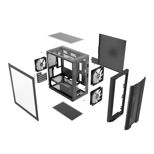 Корпус ПК без блока питания/ Case SAMA S30 Black, Midi-Tower, TG, 2x140mm + 1x120mm ARGB, 1xUSB 3.0 + 1xUSB 3.1 Type-C, mATX, mITX Black SAMA