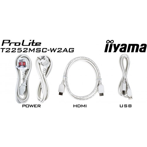 Монитор Iiyama 21.5" ProLite T2252MSC-W2AG белый IPS LED 5ms 16:9 HDMI M/M матовая 250cd 178гр/178гр 1920x1080 60Hz DP FHD USB Touch 4.5кг