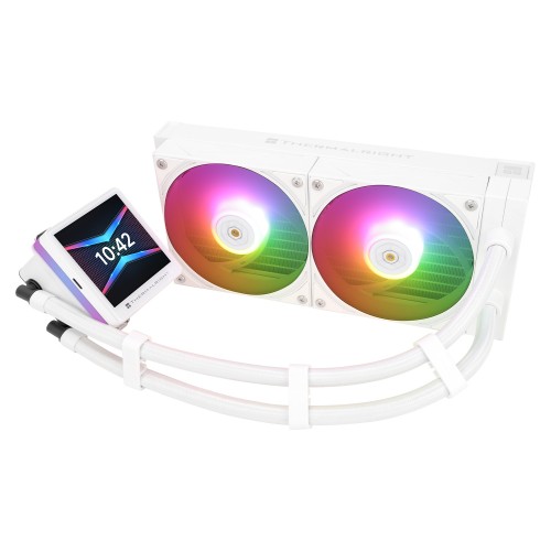 Водяное охлаждение для процессора/ Water Cooling System Thermalright Grand Vision 240 (240mm, LED, White, ARGB/ Fans: 2x120mm, 80.45CFM, 29.4dBA, 2150RPM/ Pump height 72.5mm, 6400RPM, Rad thickness 27mm/ S: 1700, 1200, 1851, 115X, 2011, 2066, AM5, AM4) Th