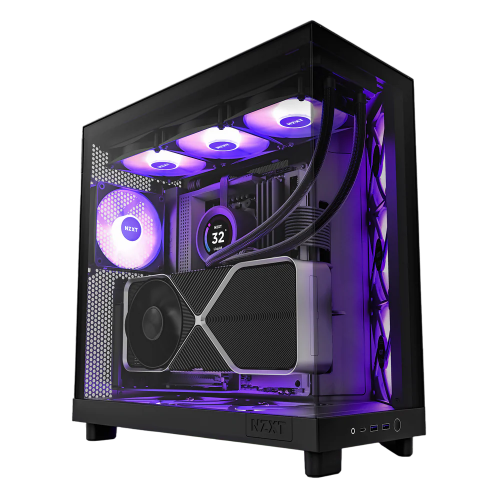 Корпус без блока питания/ Case NZXT H6 Flow RGB (2023), Midi-Tower, TG, 3x120mm RGB, 2xUSB-A 3.2 + 1xUSB-C 3.2, ATX, mATX, mITX Black NZXT