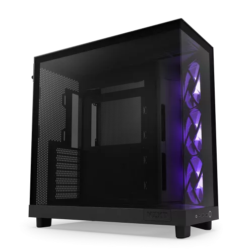 Корпус без блока питания/ Case NZXT H6 Flow RGB (2023), Midi-Tower, TG, 3x120mm RGB, 2xUSB-A 3.2 + 1xUSB-C 3.2, ATX, mATX, mITX Black NZXT