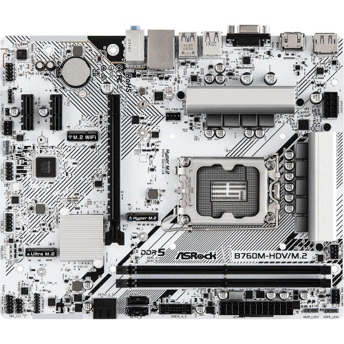 Материнская плата Asrock B760M-HDV/M.2 для Intel 1700: mATX, 2xDDR5, 8ch Audio, 2.5G LAN, HDMI и DP