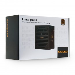 Блок питания/ Power Supply HSPD, 550W 80+ Bronze (ATX, 2.31, Semi-modular, 1x24(20+4)pin 550mm, 1xCPU*2 8(4+4)pin 600+150mm, 1xPCIe*2 8(6+2)pin 500+150mm, 2xSATA*3 400+150+150mm, 1xMOLEX4pin*3+FDD 400+150+150+150mm , Active, 120x120mm, 150x140x86mm, APFC,