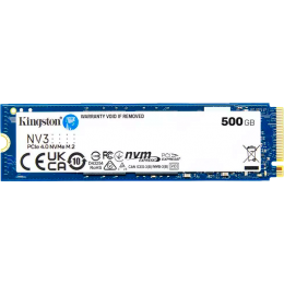 Твердотельный накопитель/ Kingston SSD NV3, 500GB, M.2(22x80mm), NVMe, PCIe 4.0 x4, 3D TLC, R/W 5000/3000MB/s, TBW 160, DWPD 0.2 (60 мес)
