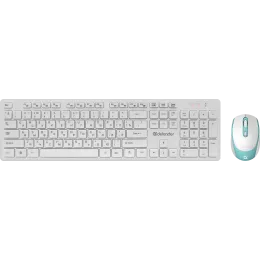 Клавиатура + мышь Defender Auckland C-987 клав:белый мышь:белый USB беспроводная Multimedia (45987)
