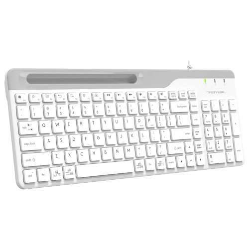 Клавиатура A4Tech FK25 белый/серый USB slim – идеальный выбор для комфортной работы и игр с кабелем 1.5м