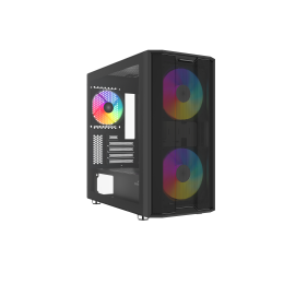 Корпус ПК без блока питания/ Case SAMA S30 Black, Midi-Tower, TG, 2x140mm + 1x120mm ARGB, 1xUSB 3.0 + 1xUSB 3.1 Type-C, mATX, mITX Black