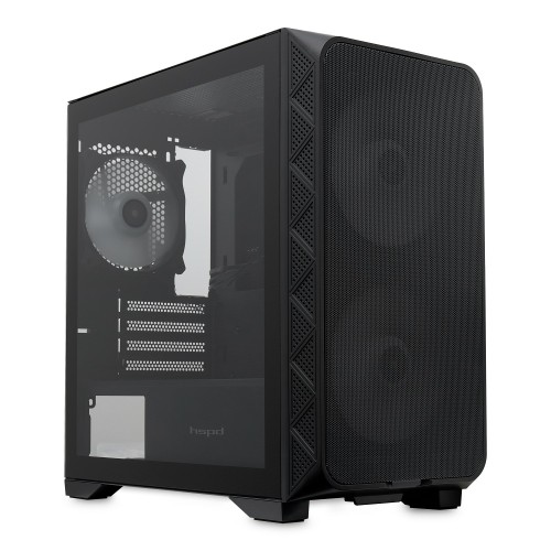 Корпус без блока питания/ Case HSPD M321, Mesh Mini-tower, Black, slide TG, 0.45 SPCC, 2x140mm ARGB (M11-140)+1x120mm ARGB (M11-120) mATX, mITX 160/340/184mm 2x2.5", 2x3.5", 4xPCI 2xUSB-A 3.0, 1xUSB-A 1.0 390x200x385mm HSPD