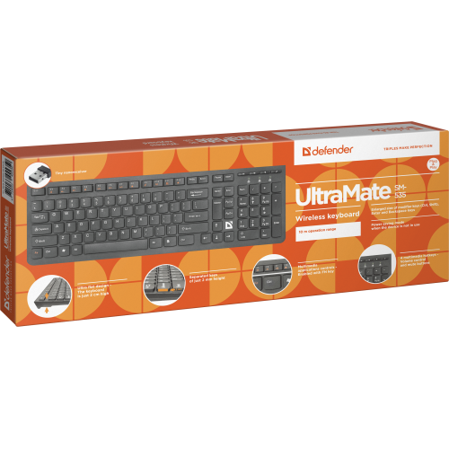 Defender Беспроводная клавиатура UltraMate SM-535 RU,черный,мультимедиа Defender