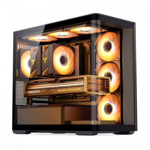 Корпус JONSBO D300 Mini-Tower без блока питания: стильный черный кейс для mATX и mITX с USB-A 3.2 и USB-C 3.2