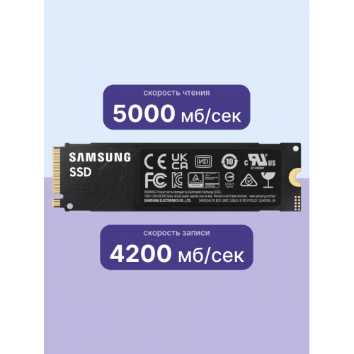 Купить Samsung SSD 990 EVO 2000GB - Высокоскоростной NVMe 2.0, PCIe 4.0, 5000/4200MB/s, Идеальный для Игровых ПК и Рабочих Станций
