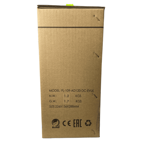 Корпус EVELK с блоком питания 120Вт/ Case Foxline EV-109-AD120 mITX, w/ ext.PSU 120W, DC-converter, w/2хUSB2.0+2хUSB3.0, 1x40mmFan, black, VESA, w/pwr cord, logo EVELK Foxline