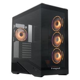 Корпус без блока питания/ Case HSPD F711, Panoramic Full Tower, Black, TG, 0.7 SPCC, 4x120mm ARGB (FN027) ATX, mATX, mITX 190/420/280mm 2x2.5", 2x3.5", 7xPCI 1xUSB-A 3.0, 1xUSB-C 445x235x475mm