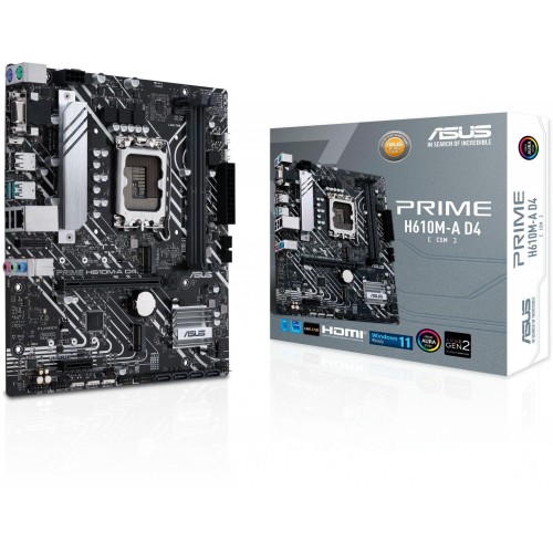 Купить материнскую плату Asus PRIME H610M-A D4-CSM для Intel Soc-1700: mATX, 2xDDR4, HDMI, DP, 7.1 звук