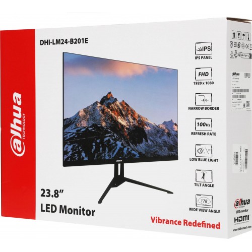 Монитор Dahua 23.8" DHI-LM24-B201E черный IPS LED 5ms 16:9 HDMI матовая 1000:1 300cd 178гр/178гр 1920x1080 100Hz VGA DP FHD 2.94кг