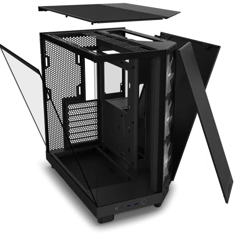 Корпус без блока питания/ Case NZXT H6 Flow RGB (2023), Midi-Tower, TG, 3x120mm RGB, 2xUSB-A 3.2 + 1xUSB-C 3.2, ATX, mATX, mITX Black NZXT