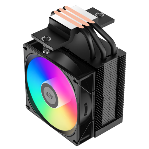 Кулер для процессора/ CPU Cooler PCCooler R300 ARGB BK (150W, 4-pin PWM, 133mm, Al/Cu, 3x6mm, ARGB, 1x92mm, 40.94CFM, 30dBA, 2200RPM, S: 1851/1700/1200/115X, AM5/AM4, black) PcCooler