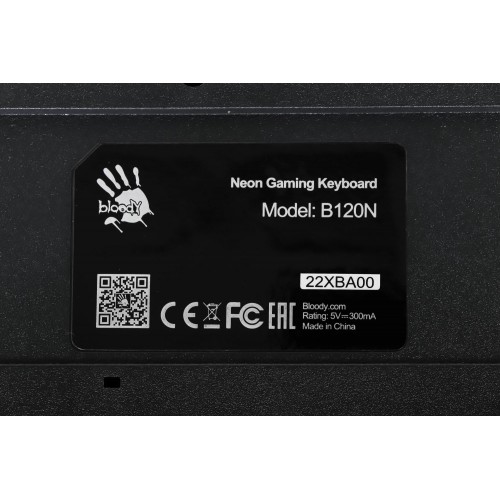 Клавиатура A4Tech B120N USB с LED-подсветкой для геймеров, черная, 1.8 м кабель