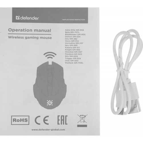 Мышь DEFENDER USB OPTICAL WRL GLORY GM-514 WHITE 52513