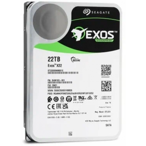 Жесткий диск/ HDD Seagate SATA3 22Tb Exos X22 7200 512Mb 1 year warranty (replacement WD221KRYZ) Seagate