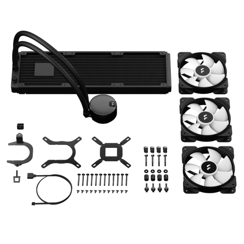 Система жидкостного охлаждения для ПК/ Water Cooling System Fractal Design Lumen S36 V2 RGB (200W, 360mm, Black, ARGB/ Fans: 3x120mm, 56CFM, 33.2dBA, 2000RPM/ Pump height 67mm, 22dBA, 4000RPM, Rad thickness 27mm/ S: 1851, 1700, 1200, 115X, 2011, 2066, AM5