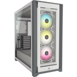 Корпус без блока питания/ Case Corsair iCUE 5000X RGB, Midi-Tower, TG, 3x120mm RGB, 2xUSB-A 3.2, 1xUSB 3.2 Type-C, E-ATX, ATX, mATX, mITX White