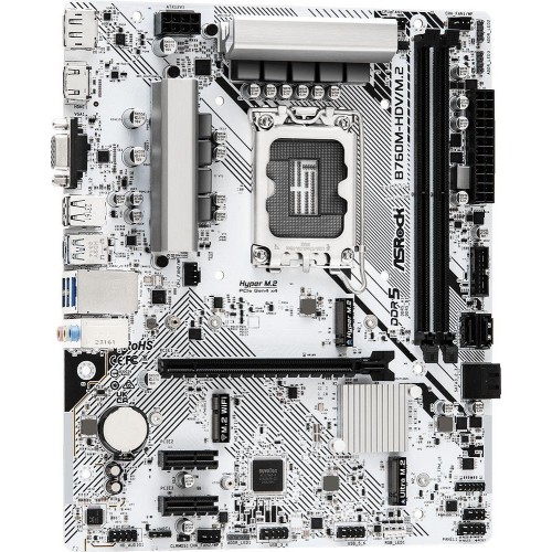 Материнская плата Asrock B760M-HDV/M.2 для Intel 1700: mATX, 2xDDR5, 8ch Audio, 2.5G LAN, HDMI и DP