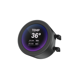 Водяное охлаждение для процессора/ Water Cooling System SAMA Q70 Black (360mm, LED temp., Black, ARGB/ Fans: 3x120mm, 86CFM, 30dBA, 2600RPM/ Pump height 64mm, 30dBA, 2800RPM, Rad thickness 27mm/ S: 1851, 1700, 1200, 20XX, 115X, AM5, AM4)