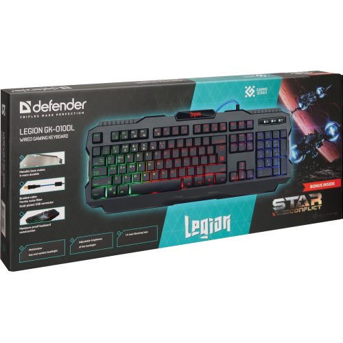 Defender Проводная игровая клавиатура Legion GK-010DL RU,RGB подсветка,19 Anti-Ghost Defender
