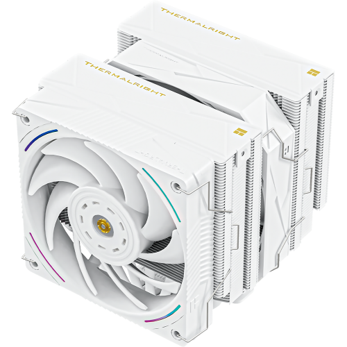 Кулер для процессора/ CPU Cooler Thermalright Royal Pretor 130 Ultra White (4-pin PWM, 158mm, Ni/Cu, 7x6mm, 1x120mm ARGB +1x130mm, 69CFM/81.88CFM, 27dBA/28.3dBA, 2150RPM/1750RPM, S: 1200, 1700, 1851, 115X, 2011, 2066, AM4, AM5, white) Thermalright