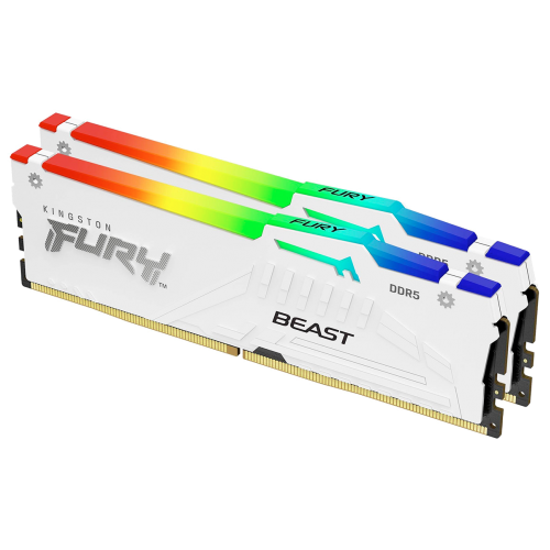 Память оперативная/ Kingston 32GB 5600MT/s DDR5 CL40 DIMM (Kit of 2) FURY Beast White RGB XMP Kingston