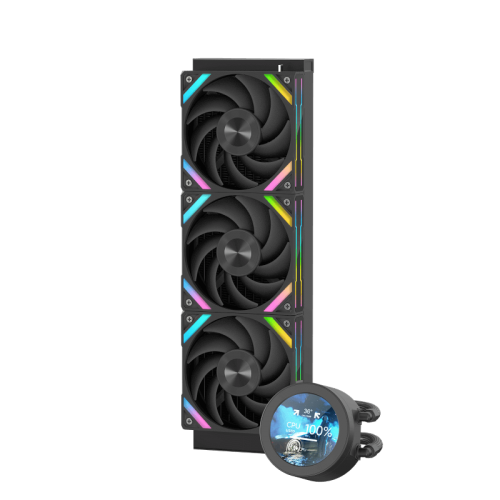 Водяное охлаждение для процессора/ Water Cooling System SAMA Q70 Black (360mm, LED temp., Black, ARGB/ Fans: 3x120mm, 86CFM, 30dBA, 2600RPM/ Pump height 64mm, 30dBA, 2800RPM, Rad thickness 27mm/ S: 1851, 1700, 1200, 20XX, 115X, AM5, AM4) SAMA