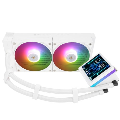 Водяное охлаждение для процессора/ Water Cooling System Thermalright Grand Vision 240 (240mm, LED, White, ARGB/ Fans: 2x120mm, 80.45CFM, 29.4dBA, 2150RPM/ Pump height 72.5mm, 6400RPM, Rad thickness 27mm/ S: 1700, 1200, 1851, 115X, 2011, 2066, AM5, AM4) Th