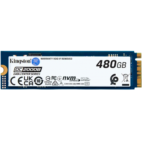 Твердотельный накопитель/ Kingston SSD DC2000B 480GB, M.2 22x80mm, NVMe, PCIe Gen 4x4, 3D TLC, R/W 7000/800MB/s, IOPs 530 000/32 000, TBW 350, DWPD 0.4 (12 мес) Kingston