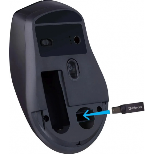 Defender Беспроводная оптическая мышь Effect X MS-095 черный,6D,800-1600dpi,бесшумн Defender
