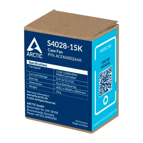 Вентилятор корпусной ARCTIC Cooling S4028-15K 1400-15000rpm Dual Ball Bearing 4-Pin Fan-Connector (ACFAN00264A) ARCTIC